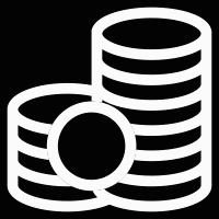 Animated money icon in white with black background