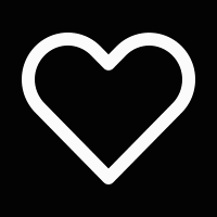 Animated heart icon in white with black background